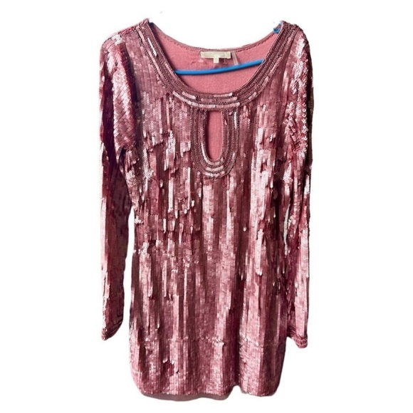 LoveShackFancy Devers Keyhole-Front Sequined Mini Dress - Picture 2 of 6